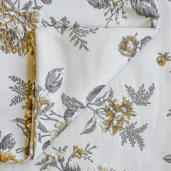 Mustard Yellow Embroidered Polyester Fabric by the Yard