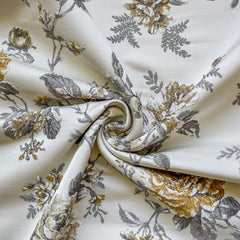 Mustard Yellow Embroidered Polyester Fabric by the Yard