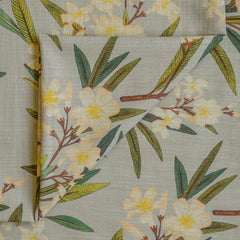 Green, Cream Printed Cotton Fabric by the Yard