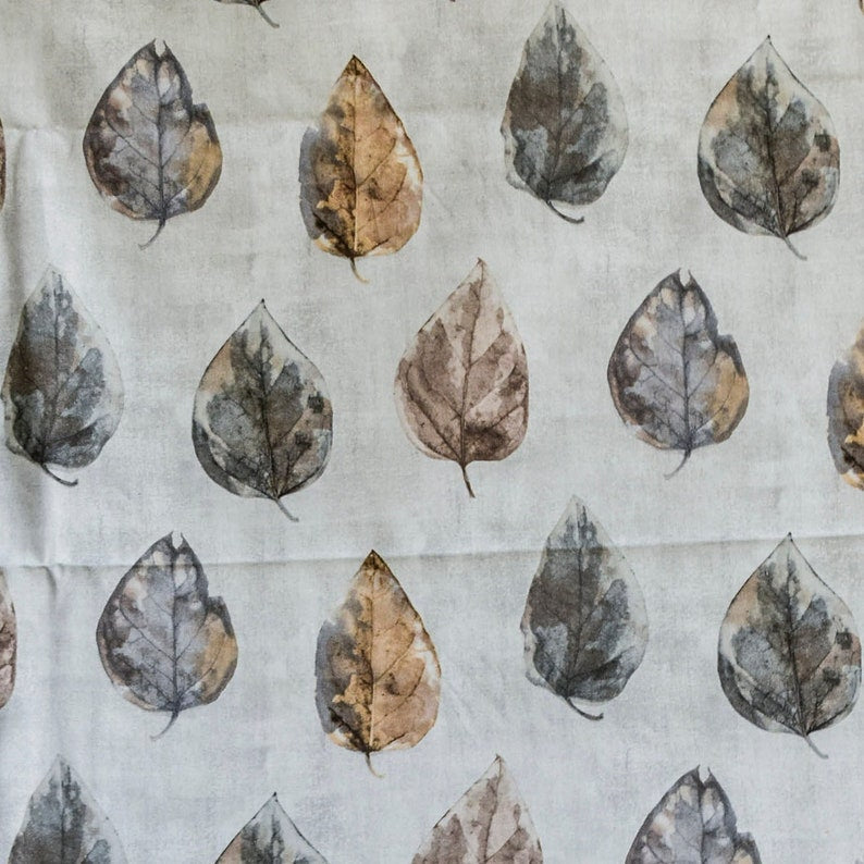 Gray, Beige Printed Polyester Fabric by the Yard