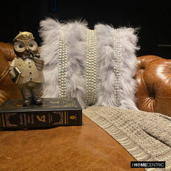 Kitty Fur - Grey Silk Decorative Throw Pillow Cover