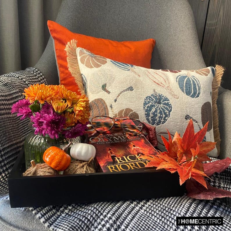 Blue Pumpkin Harvest Fall Pillow – Autumn Halloween Decor – The