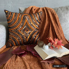 Orange Illusion - Orange Art Silk Throw Pillow Cover