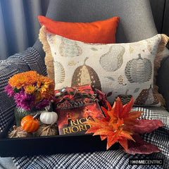 Purple Woven Jacquard Decorative Lumbar  Pillow Cover - Cozy Pumpkins