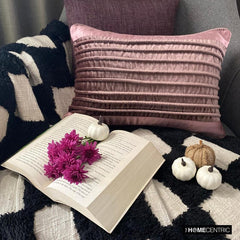 Violaine - Purple Satin & Velvet Decorative Lumbar  Pillow Cover