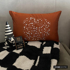 Crystal Evening - Art Silk Rust Decorative Decorative Lumbar  Pillow Cover