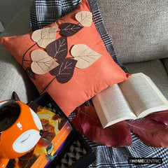 Spring Leaves - Rust Faux Suede Throw Pillow Cover