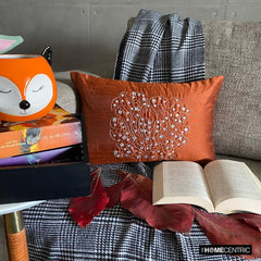 Crystal Evening - Art Silk Rust Decorative Decorative Lumbar  Pillow Cover