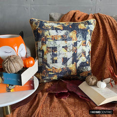 Maze Noir - Black Burlap Throw Pillow Cover