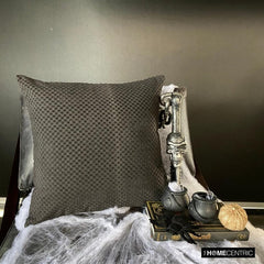 Spotted Spooks - Charcoal Velvet Decorative Throw Pillow Cover