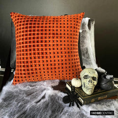 Eerie Glow - Orange Velvet Decorative Throw Pillow Cover