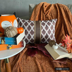 Woodland Comfort - Brown Jacquard Decorative Lumbar  Pillow Cover