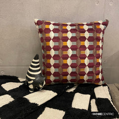 Burgundy Shapes - Burgubdy Velvet Decorative Throw Pillow Cover