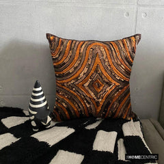 Orange Illusion - Orange Art Silk Throw Pillow Cover