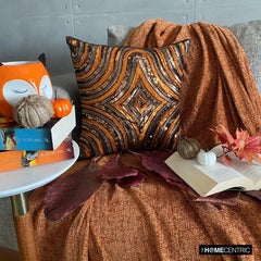 Orange Illusion - Orange Art Silk Throw Pillow Cover