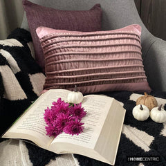 Violaine - Purple Satin & Velvet Decorative Lumbar  Pillow Cover