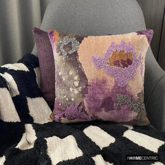 Flora N Fauna - Purple Velvet Throw Pillow Cover
