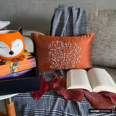 Crystal Evening - Art Silk Rust Decorative Decorative Lumbar  Pillow Cover