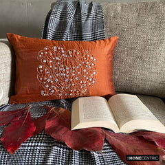 Crystal Evening - Art Silk Rust Decorative Decorative Lumbar  Pillow Cover