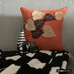 Spring Leaves - Rust Faux Suede Throw Pillow Cover