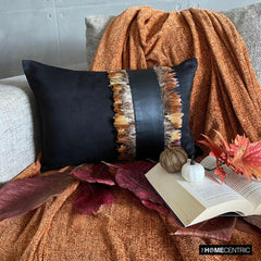 Feather Apart - Brown Suede Decorative Lumbar  Pillow Cover