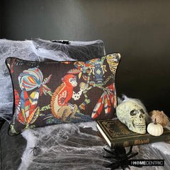 Monkey Mischief - Black Cotton Decorative Lumbar  Pillow Cover