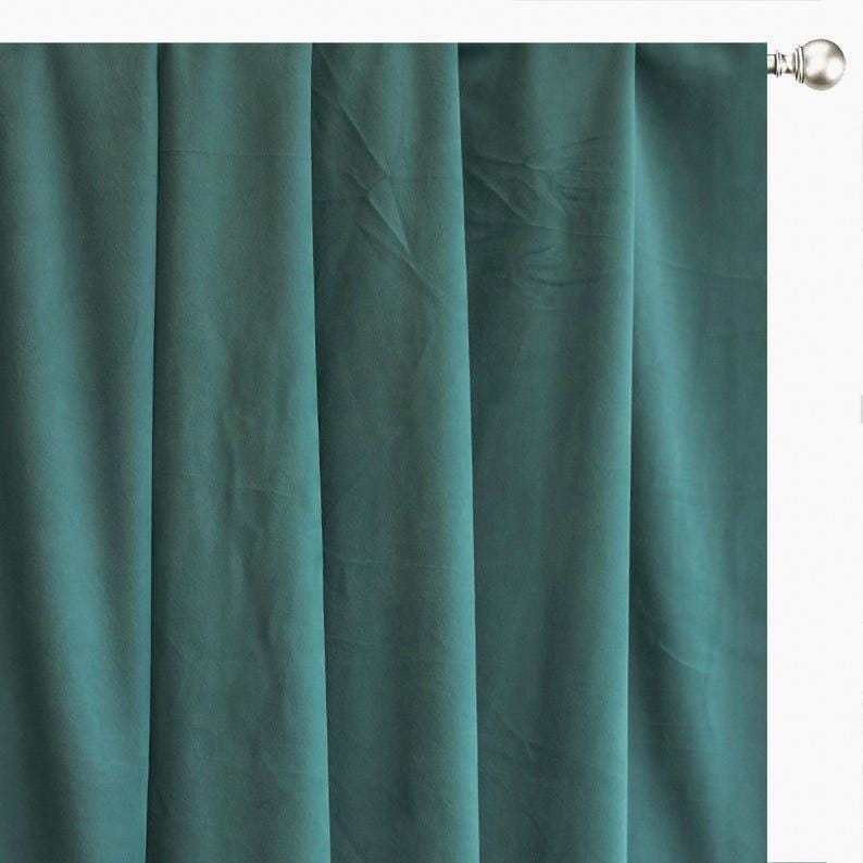 Teal Green Velvet Curtain Panels