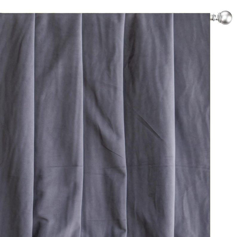 Lavender Grey Velvet Curtain Panels