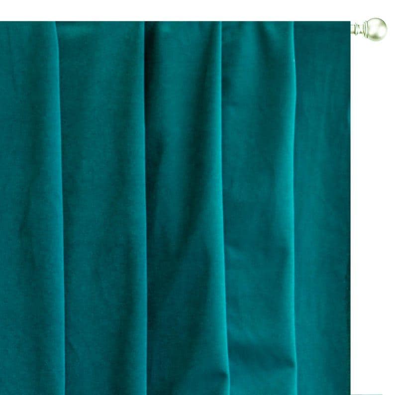 Peacock Green Velvet Curtain Panels