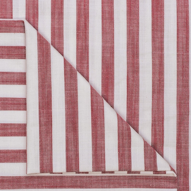 Red Gingham Stripes Cotton Fabric