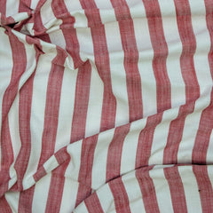 Red Gingham Stripes Cotton Fabric