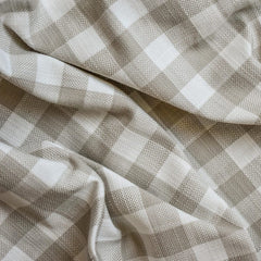Beige Gingham Checks Cotton Fabric