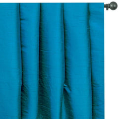 Turquoise Blue Pure Silk Dupioni Curtain Panels