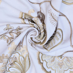 Pearl Beige Cotton Embroidery Fabric by the Yard