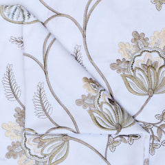 Pearl Beige Cotton Embroidery Fabric by the Yard
