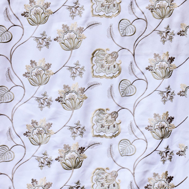 Pearl Beige Cotton Embroidery Fabric by the Yard