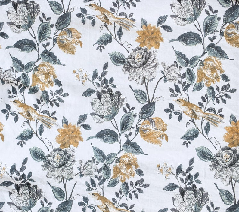 Mustard Printed Cotton Fabric by the Yard