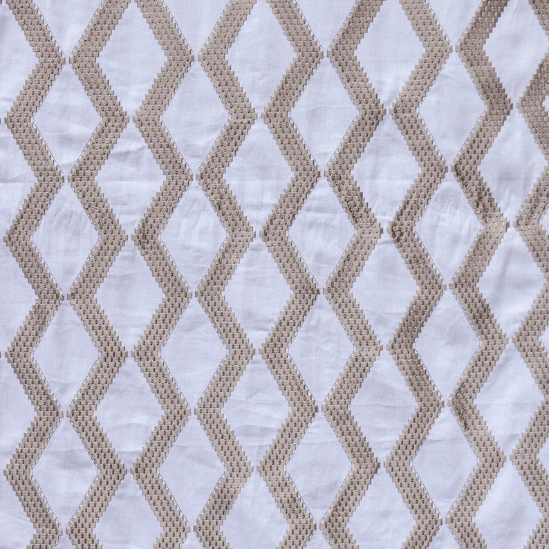 Pearl Beige Cotton Embroidery Fabric by the Yard