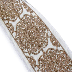 Medallion Cordwork Embroidered Border by the Yard, Mandala Embroidery Trim Lace, 4.75 Inches (121mm)