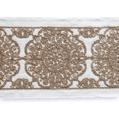 Medallion Cordwork Embroidered Border by the Yard, Mandala Embroidery Trim Lace, 4.75 Inches (121mm)