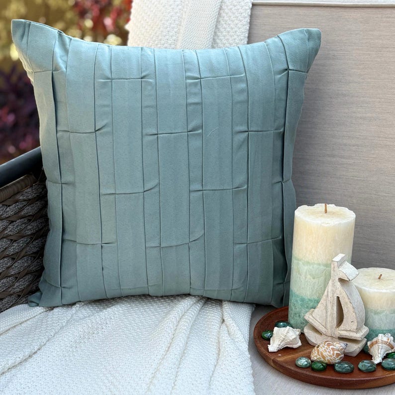 Dull Blue Love Tune - Dull Blue Faux Suede Decorative Euro Sham