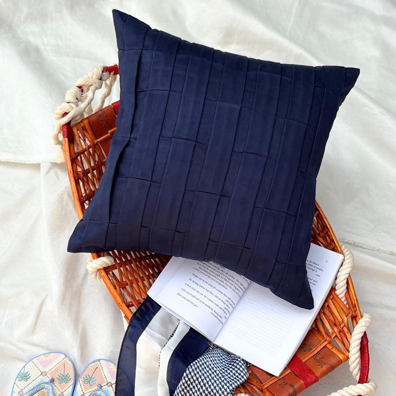 Navy Blue Love Tune - Navy Blue Suede Decorative Euro Sham