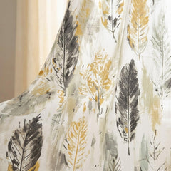 Feather Print Sheer Curtain Fabric by the Yard, Translucent Feather Sheer Fabric