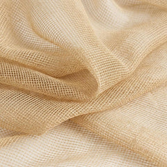 Open Weave Sheer Curtain Fabric by the Yard, Beige Gauze Light Filtering Fabric