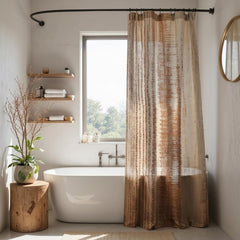 Copper Foil Sheer Curtain Fabric by the Yard, Iridescent Copper Sheer Fabric