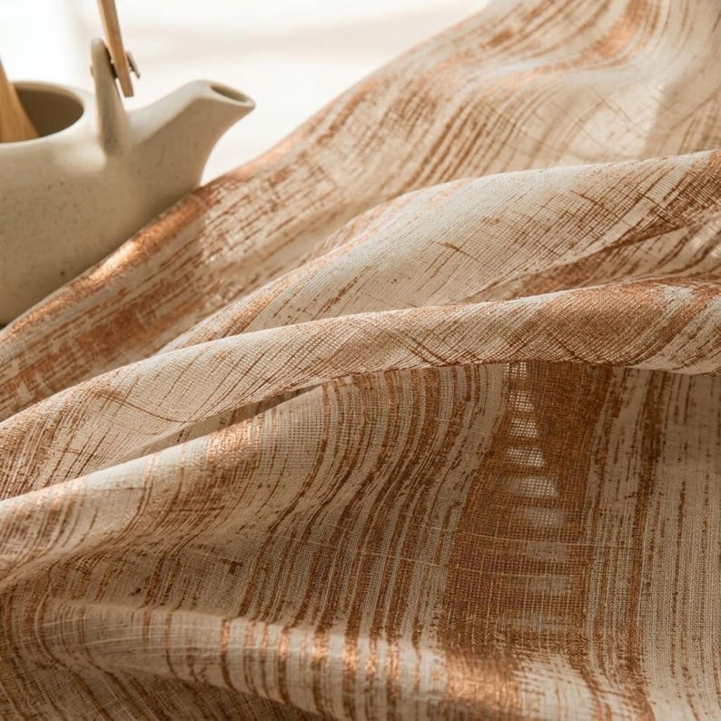 Copper Foil Sheer Curtain Fabric by the Yard