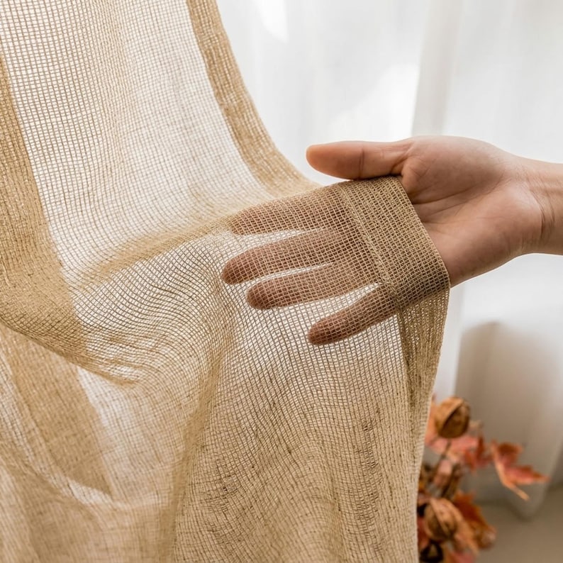Open Weave Sheer Curtain Fabric by the Yard