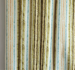 Stripe It Green Printed Jacquard Velvet Curtain Panels