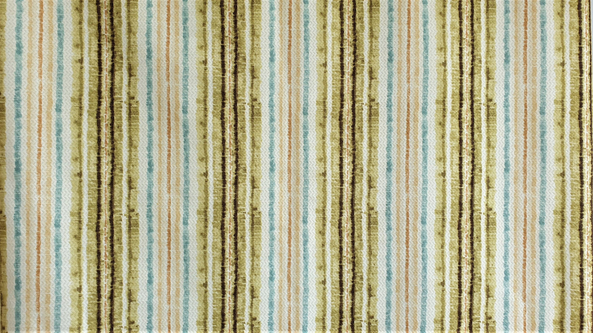 Stripe It Green Printed Jacquard Velvet Curtain Panels