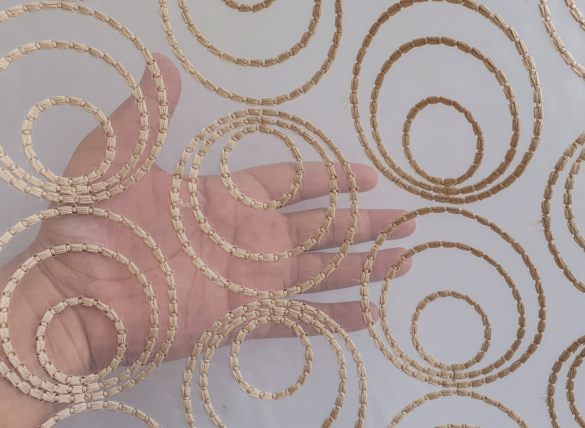 Fawn Circles Sheer Printed Velvet Curtain Panels